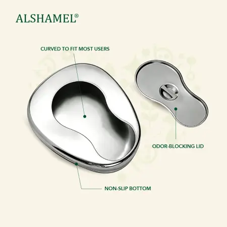 Portable Stainless Steel Bedpan with Lid