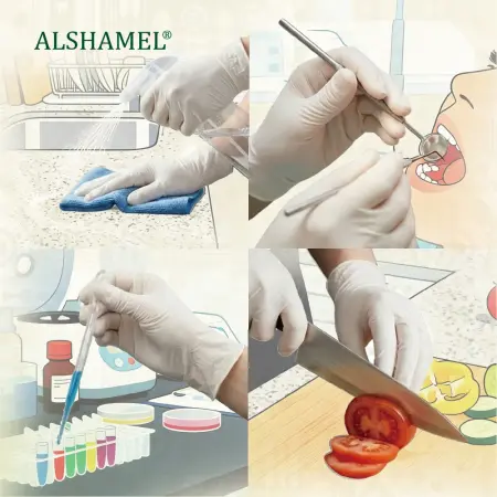 قفازات لاتكس للفحص الطبي خالية من البودرة – ALSHAMEL®