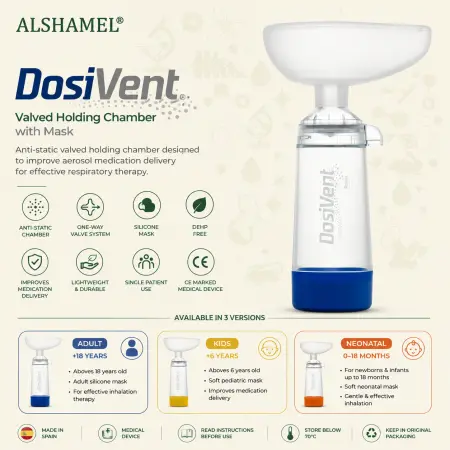 DOSIVENT Adult Valved Holding Chamber with Mask