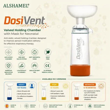 DOSIVENT Neonatal Valved Holding Chamber with Mask