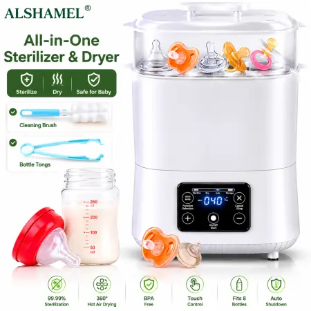 Electric Baby Bottle Sterilizer & Dryer – 5-in-1 Steam Sterilization System