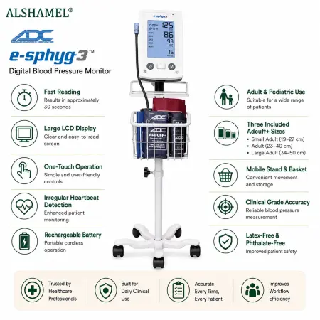 e-sphyg™ 3+ Digital Blood Pressure Monitor with Adcuff+, Mobile Stand & Basket