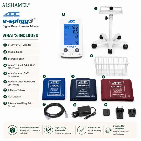 e-sphyg™ 3+ Digital Blood Pressure Monitor with Adcuff+, Mobile Stand & Basket