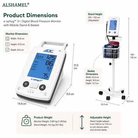 e-sphyg™ 3+ Digital Blood Pressure Monitor with Adcuff+, Mobile Stand & Basket