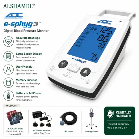 e-sphyg™ 3+ Digital Blood Pressure Monitor with Adcuff+, Mobile Stand & Basket