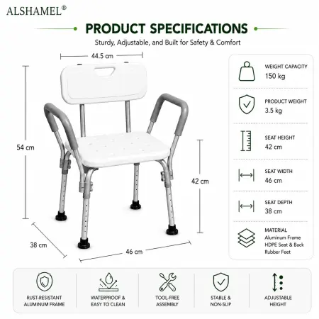 Shower Chair With Back & Arm