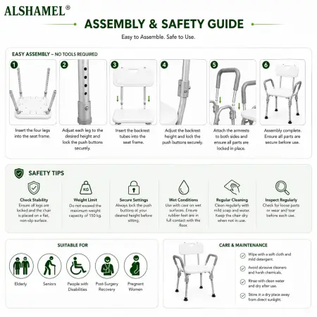 Shower Chair With Back & Arm
