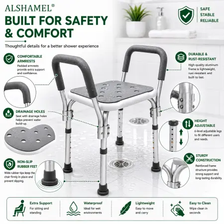 Shower Chair with Armrests