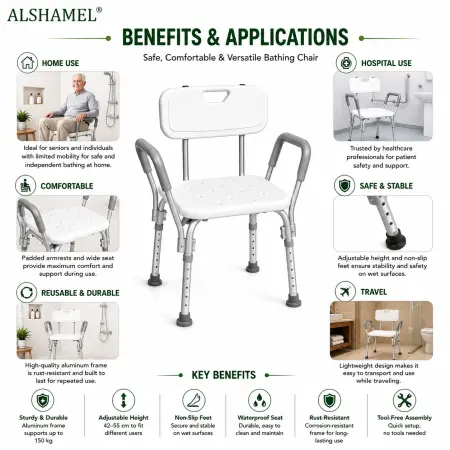 Shower Chair With Back & Arm