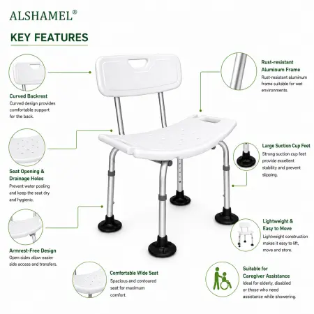 Shower Chair with Back Support
