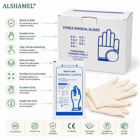 Sterile Latex Surgical Gloves, Powder Free