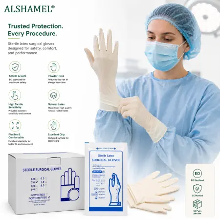Sterile Latex Surgical Gloves, Powder Free