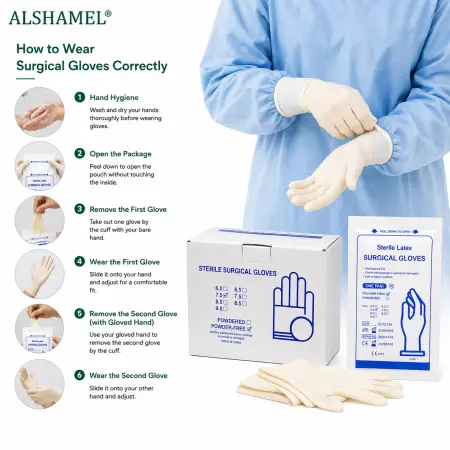 Sterile Latex Surgical Gloves, Powder Free