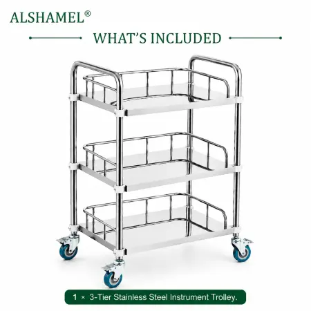 3-Tier Stainless Steel Instrument Trolley