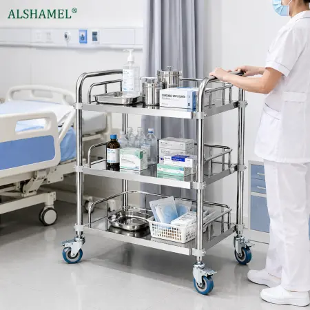 3-Tier Stainless Steel Instrument Trolley
