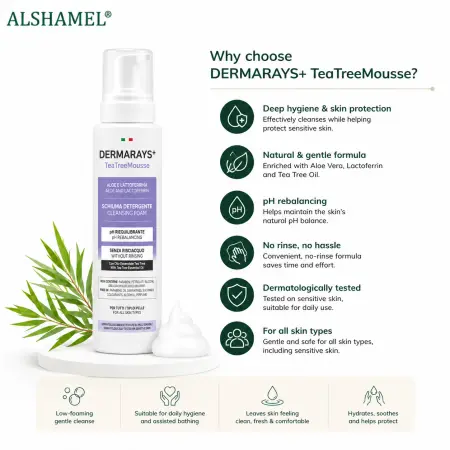Dermarays Tea Tree  Mousse No Rinse Delicate Cleansing  Foam