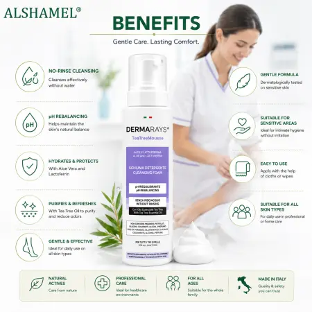 Dermarays Tea Tree  Mousse No Rinse Delicate Cleansing  Foam