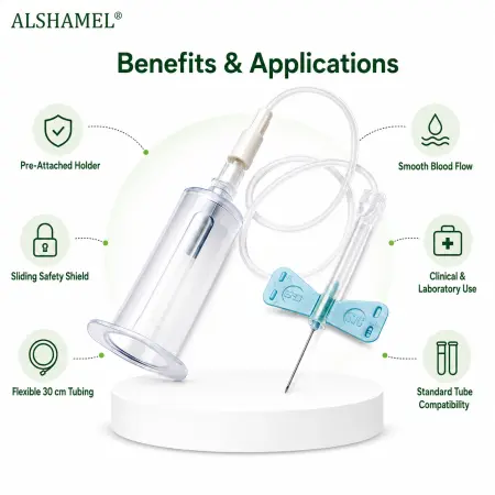 23G Butterfly Needle Blood Collection Set with Safety and Pre-Attached Holder
