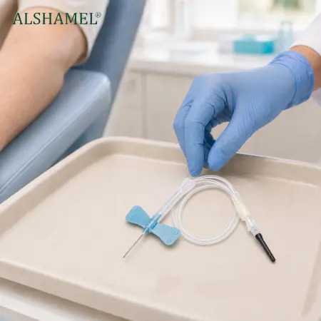 مجموعة إبرة فراشة لسحب الدم مع ميزة الأمان مقاس 23G