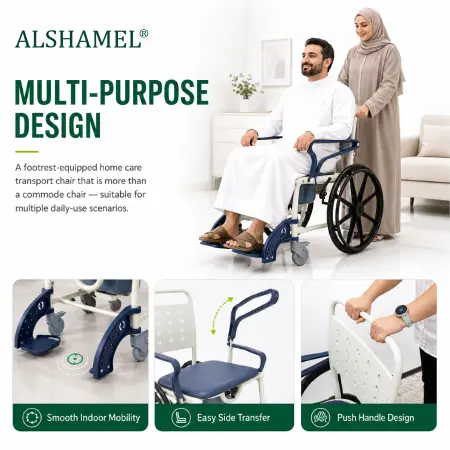 Rust-Proof 3-in-1 Shower, Commode & Mobility Wheelchair