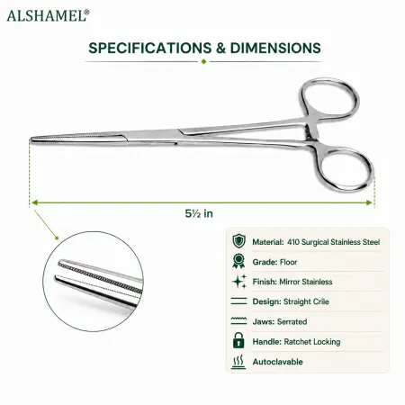 Crile Hemostatic Forceps, Straight, 5 1/2"