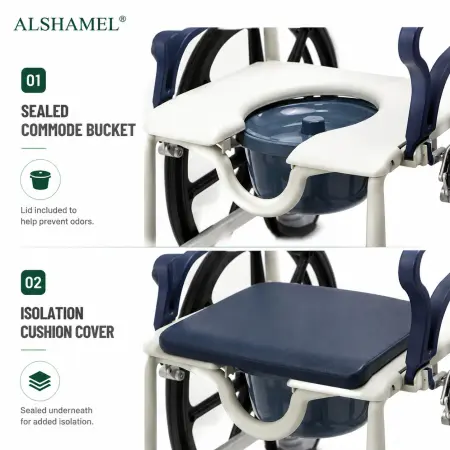 Rust-Proof 3-in-1 Shower, Commode & Mobility Wheelchair