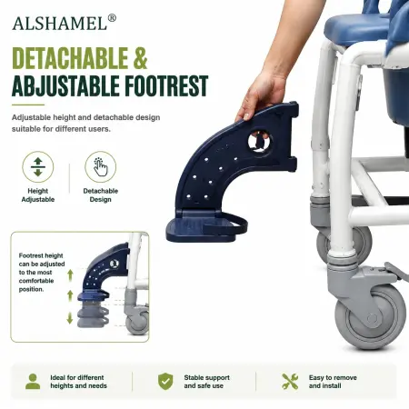 Rust-Proof 3-in-1 Shower, Commode & Mobility Wheelchair