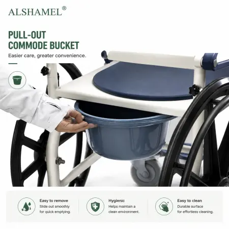 Rust-Proof 3-in-1 Shower, Commode & Mobility Wheelchair