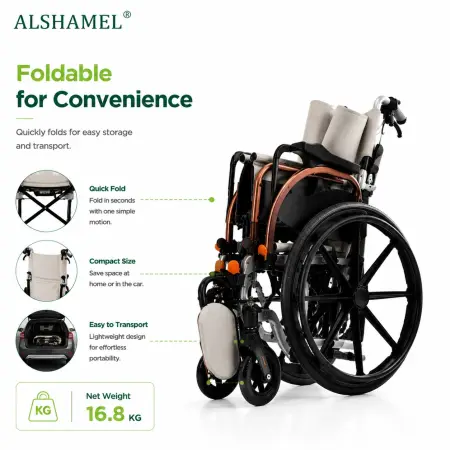 Foldable 3-in-1 Aluminium Shower, Commode & Mobility Wheelchair