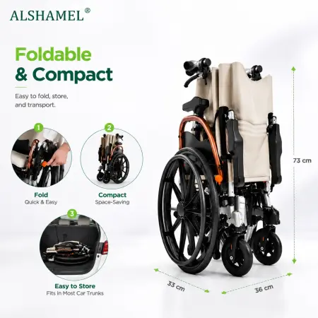 Foldable 3-in-1 Aluminium Shower, Commode & Mobility Wheelchair