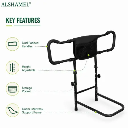 Elderly Extra-Wide Guardrail Armrest (180° Foldable + C-Buckles)