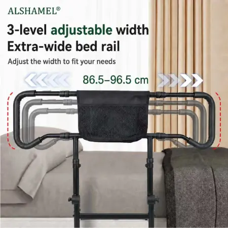 Elderly Extra-Wide Guardrail Armrest (180° Foldable + C-Buckles)