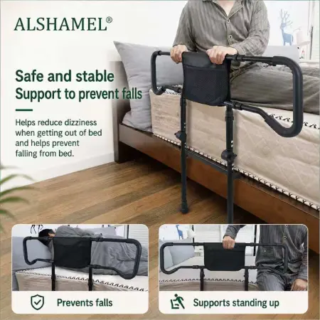 Elderly Extra-Wide Guardrail Armrest (180° Foldable + C-Buckles)
