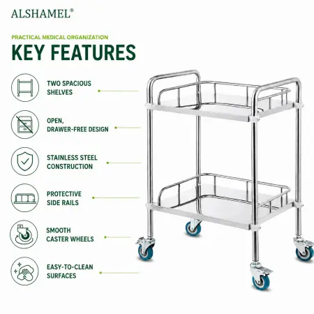 2-Tier Stainless Steel Instrument Trolley