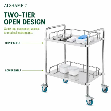 2-Tier Stainless Steel Instrument Trolley