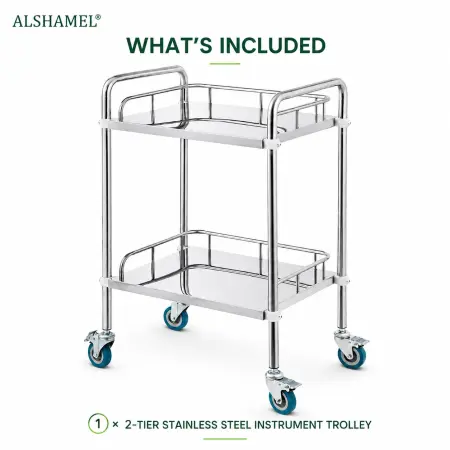 2-Tier Stainless Steel Instrument Trolley