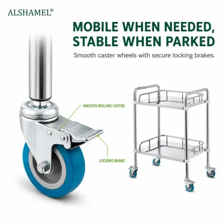 2-Tier Stainless Steel Instrument Trolley