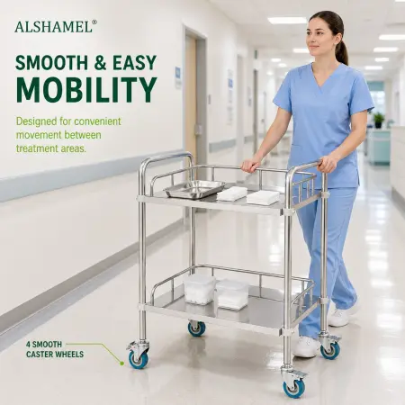 2-Tier Stainless Steel Instrument Trolley
