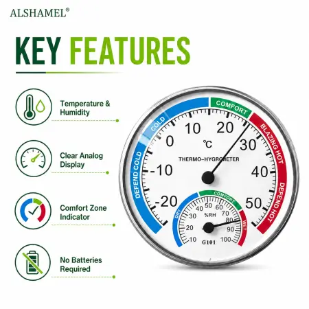 Analog Thermometer & Hygrometer Wall Mount