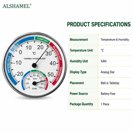 Analog Thermometer & Hygrometer Wall Mount