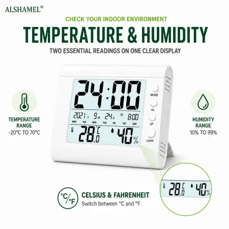 Electronic Thermometer & Hygrometer (Digital Clock)