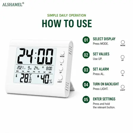 Electronic Thermometer & Hygrometer (Digital Clock)
