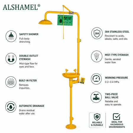 Combination Emergency Safety Shower and Eyewash Station