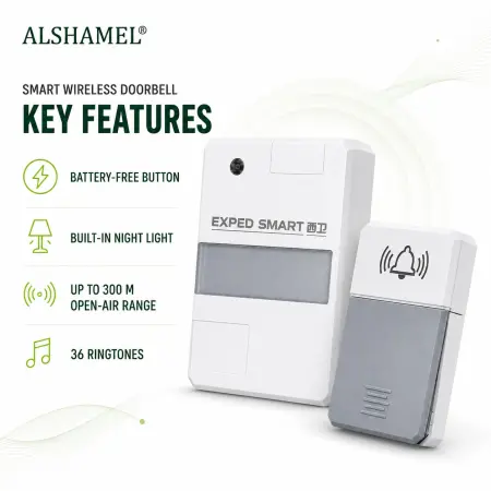 Wireless Smart Doorbell with Night Light (Self-Powered)