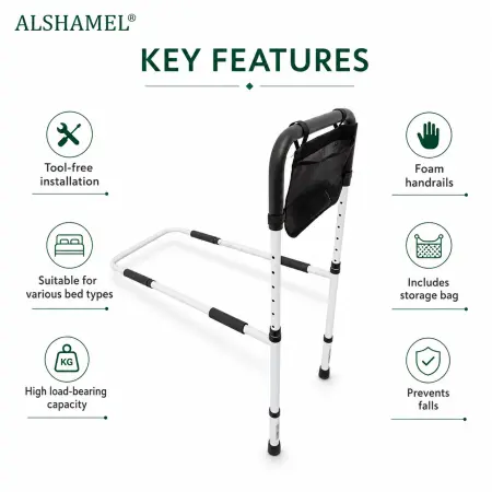 40cm White Tool-Free Armrest (Elderly & Small-Space)