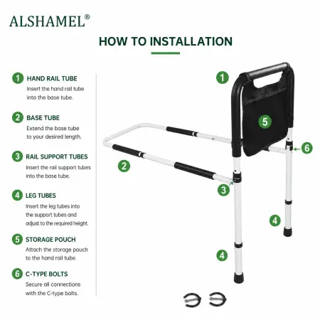 40cm White Tool-Free Armrest (Elderly & Small-Space)