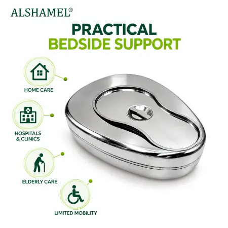Portable Stainless Steel Bedpan with Lid