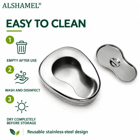 Portable Stainless Steel Bedpan with Lid