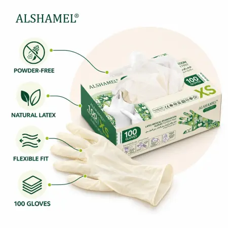 ALSHAMEL® Latex Medical Examination Gloves – Powder Free