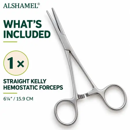 Kelly Hemostatic Forceps, Straight, 6 1/4"